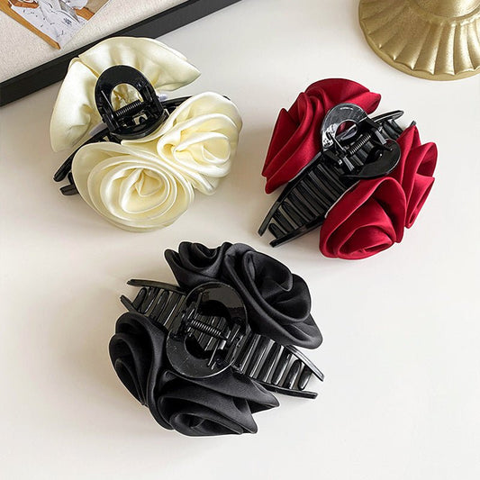 Rose Flower Hair Clip High-grade Satin Temperament $9.63 Dana Fashion Color: Beige Women's Accessories Product information: Processing Technology: manual Color: wine red, black, beige Applicable population: Female Style: Women's Material: cloth Popular el
