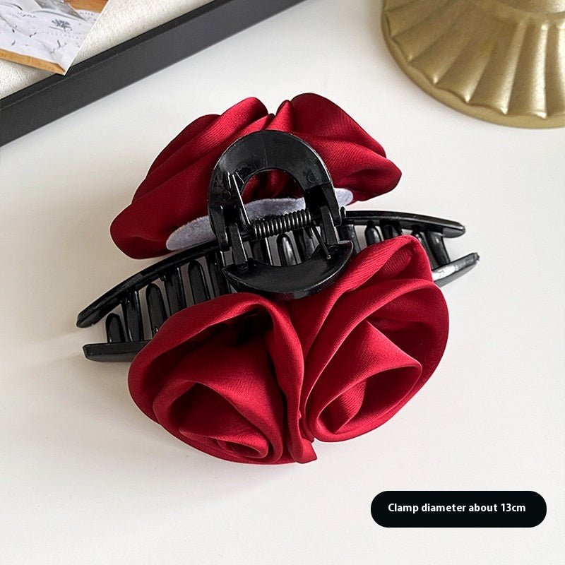 Rose Flower Hair Clip High-grade Satin Temperament $9.63 Dana Fashion Color: Wine Red Women's Accessories Product information: Processing Technology: manual Color: wine red, black, beige Applicable population: Female Style: Women's Material: cloth Popular