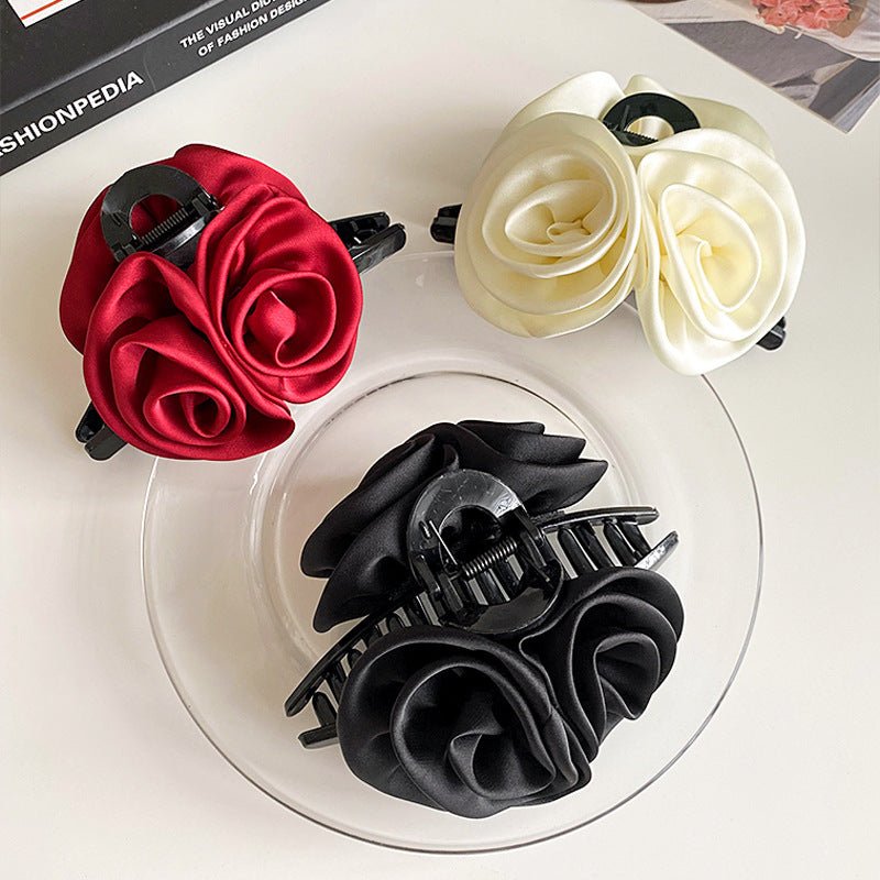 Rose Flower Hair Clip High-grade Satin Temperament $9.63 Dana Fashion Color: Beige Women's Accessories Product information: Processing Technology: manual Color: wine red, black, beige Applicable population: Female Style: Women's Material: cloth Popular el