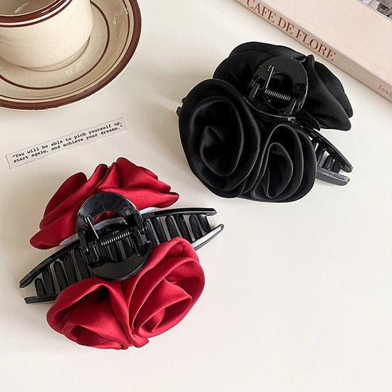 Rose Flower Hair Clip High-grade Satin Temperament $9.63 Dana Fashion Color: Beige Women's Accessories Product information: Processing Technology: manual Color: wine red, black, beige Applicable population: Female Style: Women's Material: cloth Popular el