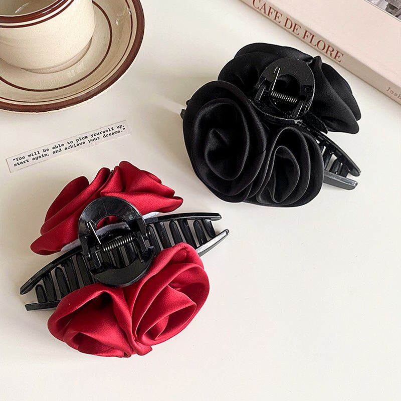 Rose Flower Hair Clip High-grade Satin Temperament $9.63 Dana Fashion Color: Beige Women's Accessories Product information: Processing Technology: manual Color: wine red, black, beige Applicable population: Female Style: Women's Material: cloth Popular el