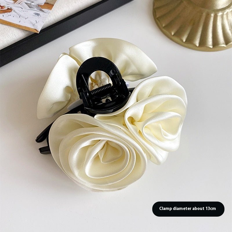 Rose Flower Hair Clip High-grade Satin Temperament $9.63 Dana Fashion Color: Beige Women's Accessories Product information: Processing Technology: manual Color: wine red, black, beige Applicable population: Female Style: Women's Material: cloth Popular el