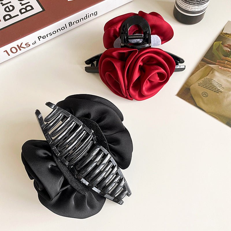 Rose Flower Hair Clip High-grade Satin Temperament $9.63 Dana Fashion Color: Beige Women's Accessories Product information: Processing Technology: manual Color: wine red, black, beige Applicable population: Female Style: Women's Material: cloth Popular el