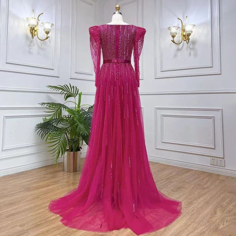 Rose Red Host Performance Evening Dress $799.00 Dana Fashion Color: Gray Blue Size: L Women's clothing Product information: Color: Rose red, purple, gray blue Waist type: tight waist Size: XS,S,M,L,XL,XXL,XXL,XXXXL Popular elements: zipper Main fabric com
