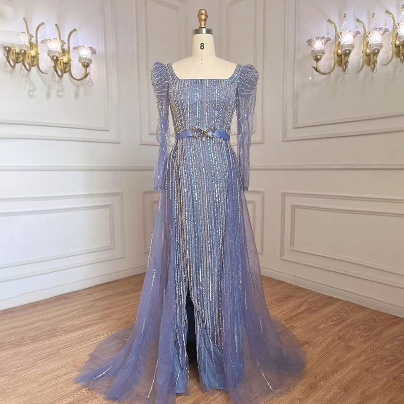 Rose Red Host Performance Evening Dress $799.00 Dana Fashion Color: Gray Blue Size: L Women's clothing Product information: Color: Rose red, purple, gray blue Waist type: tight waist Size: XS,S,M,L,XL,XXL,XXL,XXXXL Popular elements: zipper Main fabric com
