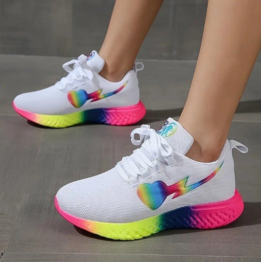 Round Head Heart Knitted Lace Up Running Shoes $50.69 Dana Fashion Color: Black Size: 36 Women's shoes Product information: Lining material: Mesh Color: white, black, yellow Heel height: mid heel (3-5CM) Heel shape: stiletto heels Size: 36, 37, 38, 39, 40