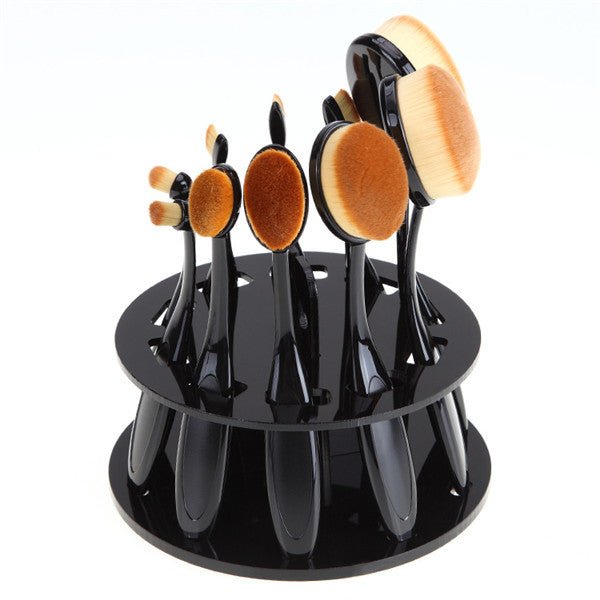 Round makeup brush holder $29.00 Dana Fashion Color: Black makeup Round 10 hole black makeup brush holder material: plastic Colour: Black Specifications: round 10 holes