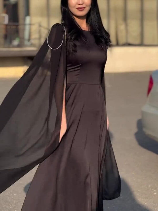 Round Neck Belted Maxi Dress $79.50 Dana Fashion Color: Black Size: L Women's clothing Product Details Design: Plain Style: Elegant Thickness: Regular Material: Polyester Occasion: Daily,Wedding Size & Fit Dress Length: Maxi dress Elasticity: Inelastic Fi