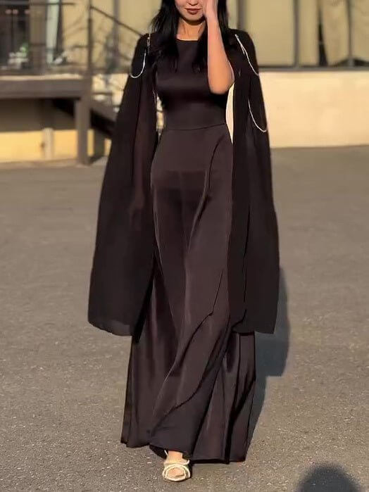 Round Neck Belted Maxi Dress $79.50 Dana Fashion Color: Black Size: L Women's clothing Product Details Design: Plain Style: Elegant Thickness: Regular Material: Polyester Occasion: Daily,Wedding Size & Fit Dress Length: Maxi dress Elasticity: Inelastic Fi
