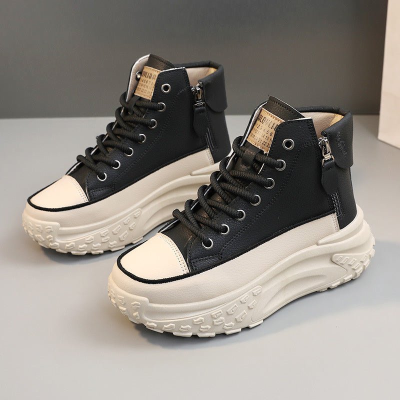 Round Toe Shoes Platform Height Increasing Casual Sneakers $38.57 Dana Fashion Color: Black Size: 35 Women's shoes Product information: Color: white, black, khaki Upper height: low top Heel height: mid heel (3-5CM) Size: 35, 36, 37, 38, 39, 40 Sole materi