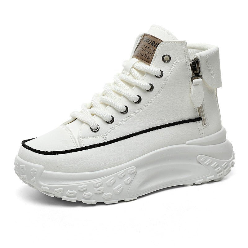 Round Toe Shoes Platform Height Increasing Casual Sneakers $38.57 Dana Fashion Color: Black Size: 35 Women's shoes Product information: Color: white, black, khaki Upper height: low top Heel height: mid heel (3-5CM) Size: 35, 36, 37, 38, 39, 40 Sole materi