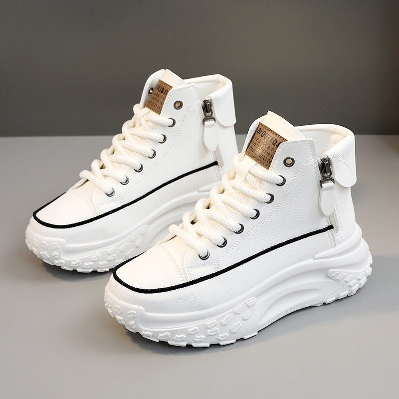 Round Toe Shoes Platform Height Increasing Casual Sneakers $38.57 Dana Fashion Color: Black Size: 35 Women's shoes Product information: Color: white, black, khaki Upper height: low top Heel height: mid heel (3-5CM) Size: 35, 36, 37, 38, 39, 40 Sole materi