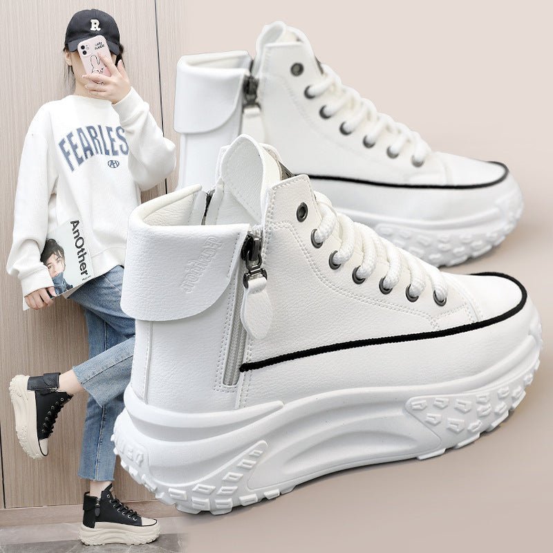Round Toe Shoes Platform Height Increasing Casual Sneakers $38.57 Dana Fashion Color: Black Size: 35 Women's shoes Product information: Color: white, black, khaki Upper height: low top Heel height: mid heel (3-5CM) Size: 35, 36, 37, 38, 39, 40 Sole materi