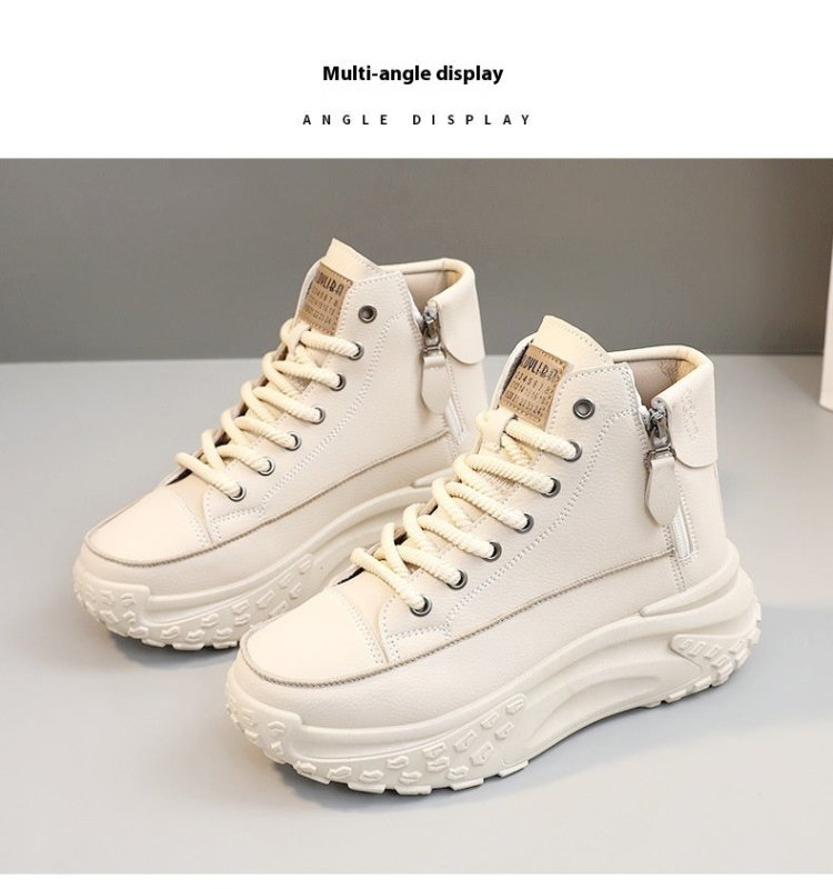 Round Toe Shoes Platform Height Increasing Casual Sneakers $38.57 Dana Fashion Color: Black Size: 35 Women's shoes Product information: Color: white, black, khaki Upper height: low top Heel height: mid heel (3-5CM) Size: 35, 36, 37, 38, 39, 40 Sole materi