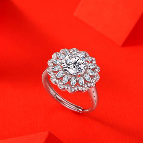 S925 Silver Moissanite Ring Flowers Female New Trendy Ring Adjustable Source Ring In Stock Generation $65.00 Dana Fashion Color: Moissanite 2 Karat Bare Goods size: Adjustable Opening Women's Accessories Product information: Type: Ring Treatment Process: