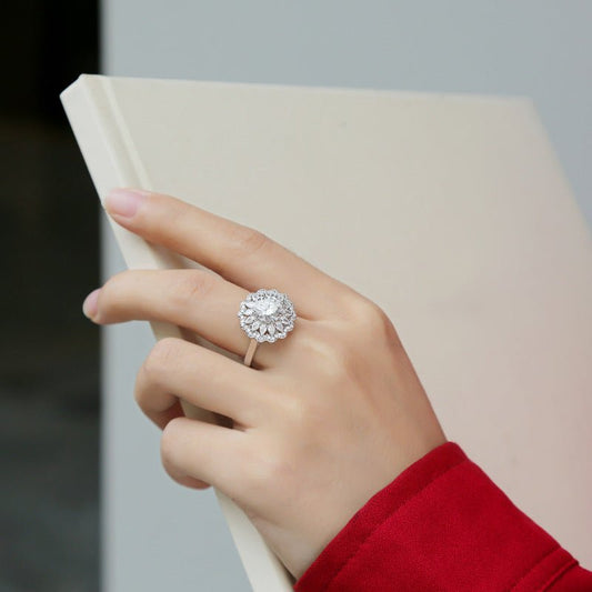 S925 Silver Moissanite Ring Flowers Female New Trendy Ring Adjustable Source Ring In Stock Generation $65.00 Dana Fashion Color: Moissanite 2 Karat Bare Goods size: Adjustable Opening Women's Accessories Product information: Type: Ring Treatment Process: