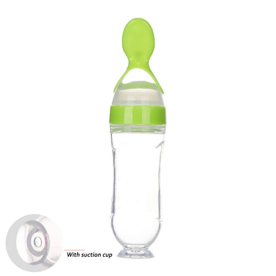 Safe Newborn Baby Feeding Bottle Toddler Silicone Squeeze Feeding Spoon Milk Bottle Baby Training Feeder Food Supplement $20.72 Dana Fashion Color: Green style: B Baby & Mother Overview 1.Safe material: using food grade silicone material, free of BPA, saf