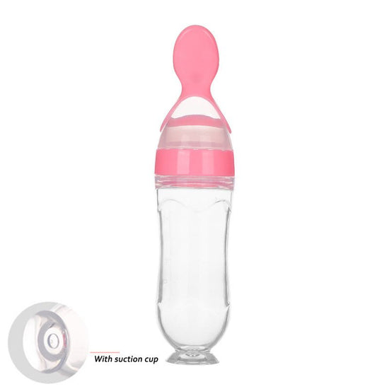 Safe Newborn Baby Feeding Bottle Toddler Silicone Squeeze Feeding Spoon Milk Bottle Baby Training Feeder Food Supplement $19.43 Dana Fashion Color: Pink style: B Baby & Mother Overview 1.Safe material: using food grade silicone material, free of BPA, safe