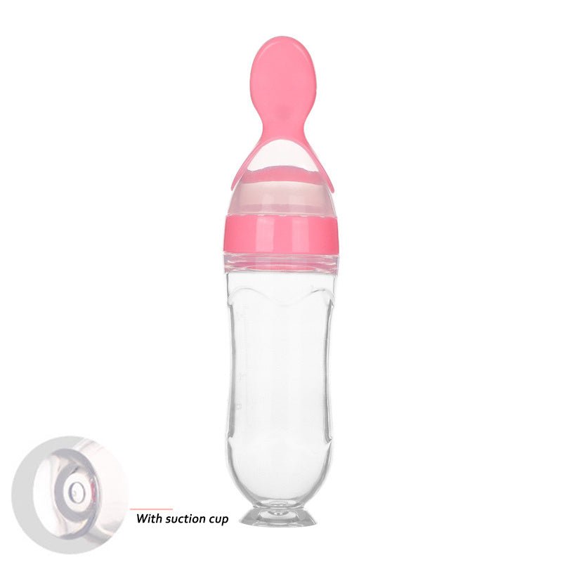Safe Newborn Baby Feeding Bottle Toddler Silicone Squeeze Feeding Spoon Milk Bottle Baby Training Feeder Food Supplement $19.43 Dana Fashion Color: Pink style: B Baby & Mother Overview 1.Safe material: using food grade silicone material, free of BPA, safe