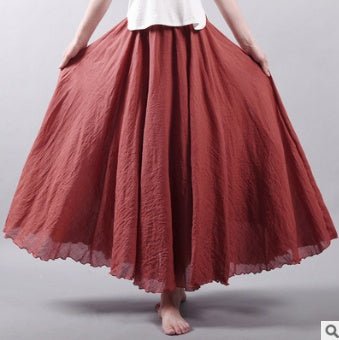 Saia Summer Skirts $50.50 Dana Fashion Color: Rust red Size: L Women's clothing Style: literature, nationality pattern: plain Craft: collage / stitching Fabric Name: Cotton and linen Main fabric composition: linen Main fabric component content: 71%-80% Li