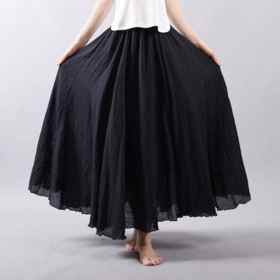 Saia Summer Skirts $50.50 Dana Fashion Color: Black Size: L Women's clothing Style: literature, nationality pattern: plain Craft: collage / stitching Fabric Name: Cotton and linen Main fabric composition: linen Main fabric component content: 71%-80% Linin