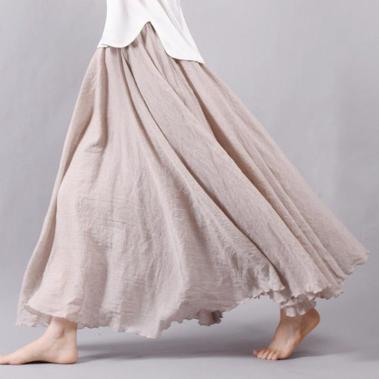 Saia Summer Skirts $50.50 Dana Fashion Color: Beige Size: S Women's clothing Style: literature, nationality pattern: plain Craft: collage / stitching Fabric Name: Cotton and linen Main fabric composition: linen Main fabric component content: 71%-80% Linin
