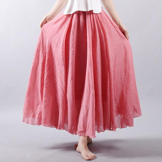 Saia Summer Skirts $50.50 Dana Fashion Color: Rose Size: L Women's clothing Style: literature, nationality pattern: plain Craft: collage / stitching Fabric Name: Cotton and linen Main fabric composition: linen Main fabric component content: 71%-80% Lining