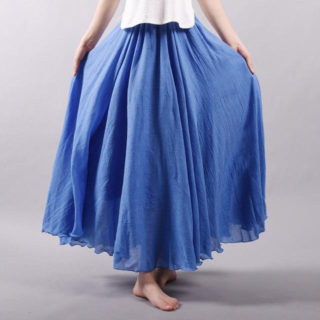 Saia Summer Skirts $50.50 Dana Fashion Color: Dark blue Size: L Women's clothing Style: literature, nationality pattern: plain Craft: collage / stitching Fabric Name: Cotton and linen Main fabric composition: linen Main fabric component content: 71%-80% L