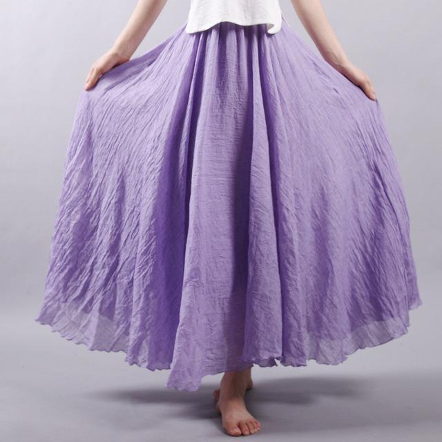 Saia Summer Skirts $50.50 Dana Fashion Color: Purple Size: L Women's clothing Style: literature, nationality pattern: plain Craft: collage / stitching Fabric Name: Cotton and linen Main fabric composition: linen Main fabric component content: 71%-80% Lini