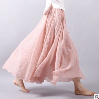 Saia Summer Skirts $50.50 Dana Fashion Color: Coral Size: L Women's clothing Style: literature, nationality pattern: plain Craft: collage / stitching Fabric Name: Cotton and linen Main fabric composition: linen Main fabric component content: 71%-80% Linin