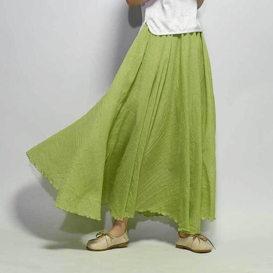 Saia Summer Skirts $50.50 Dana Fashion Color: Green01 Size: L Women's clothing Style: literature, nationality pattern: plain Craft: collage / stitching Fabric Name: Cotton and linen Main fabric composition: linen Main fabric component content: 71%-80% Lin