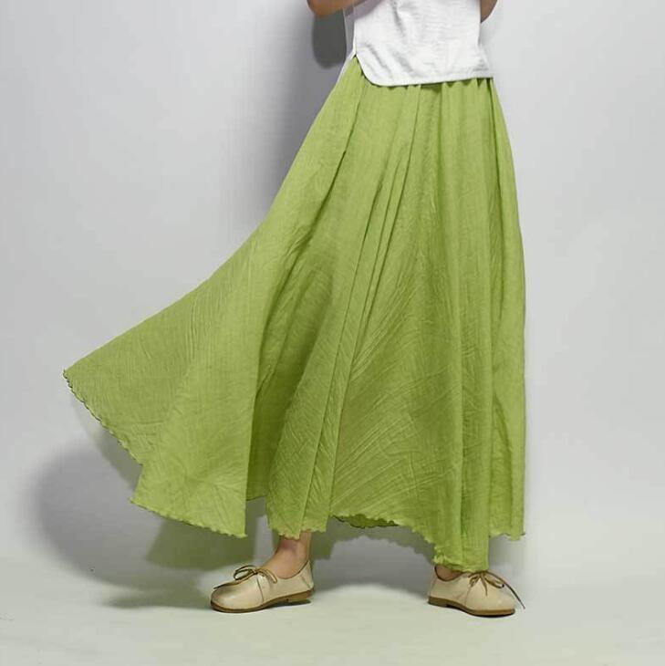 Saia Summer Skirts $50.50 Dana Fashion Color: Green01 Size: L Women's clothing Style: literature, nationality pattern: plain Craft: collage / stitching Fabric Name: Cotton and linen Main fabric composition: linen Main fabric component content: 71%-80% Lin