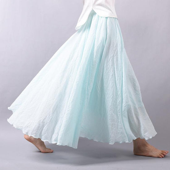 Saia Summer Skirts $50.50 Dana Fashion Color: Light blue Size: L Women's clothing Style: literature, nationality pattern: plain Craft: collage / stitching Fabric Name: Cotton and linen Main fabric composition: linen Main fabric component content: 71%-80%