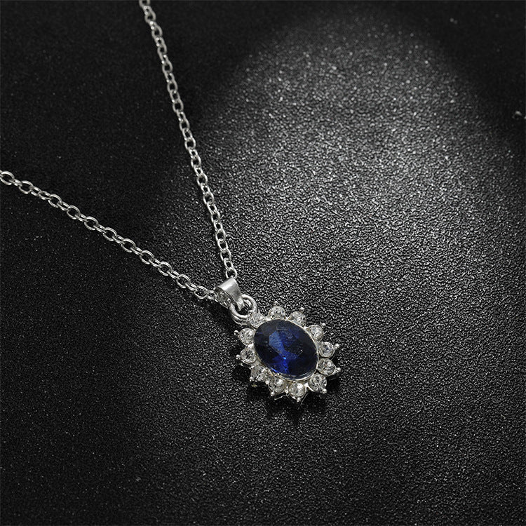Sapphire Necklace Suit Fashion SUNFLOWER Zircon Stud Earrings $9.01 Dana Fashion Color: A Pair Of Ear Studs Women's Accessories Product information: Treatment Process: Electroplating Color: suit, separate necklace, a pair of ear studs Applicable populatio