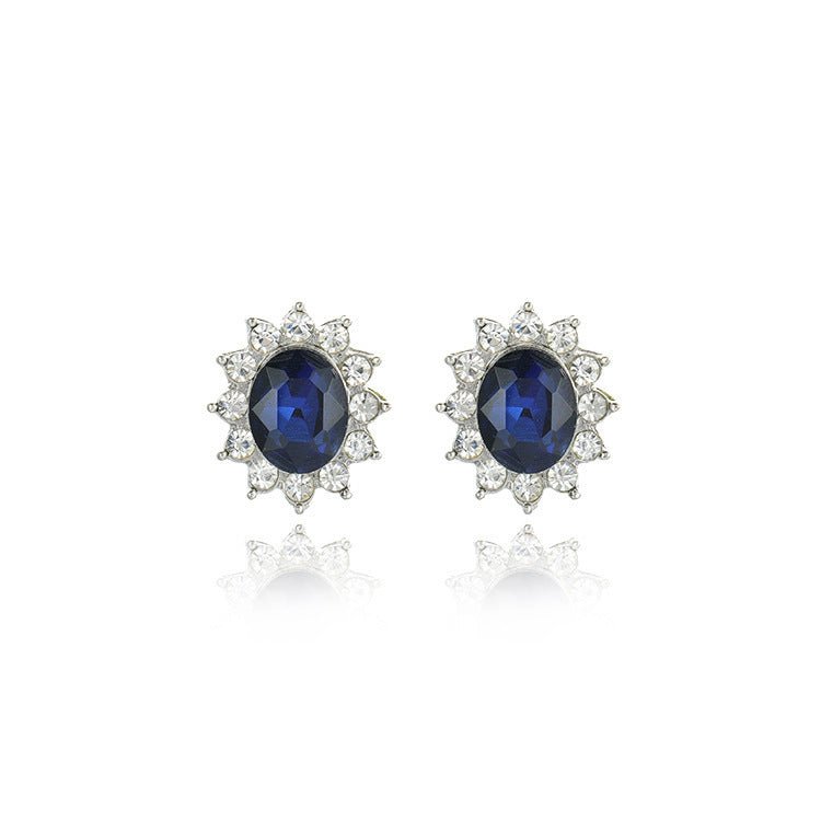 Sapphire Necklace Suit Fashion SUNFLOWER Zircon Stud Earrings $9.01 Dana Fashion Color: A Pair Of Ear Studs Women's Accessories Product information: Treatment Process: Electroplating Color: suit, separate necklace, a pair of ear studs Applicable populatio