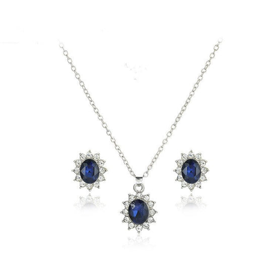 Sapphire Necklace Suit Fashion SUNFLOWER Zircon Stud Earrings $10.72 Dana Fashion Color: Suit Women's Accessories Product information: Treatment Process: Electroplating Color: suit, separate necklace, a pair of ear studs Applicable population: Female Chai