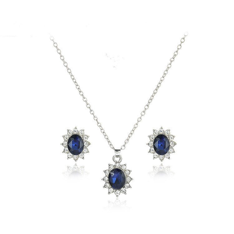 Sapphire Necklace Suit Fashion SUNFLOWER Zircon Stud Earrings $10.72 Dana Fashion Color: Suit Women's Accessories Product information: Treatment Process: Electroplating Color: suit, separate necklace, a pair of ear studs Applicable population: Female Chai