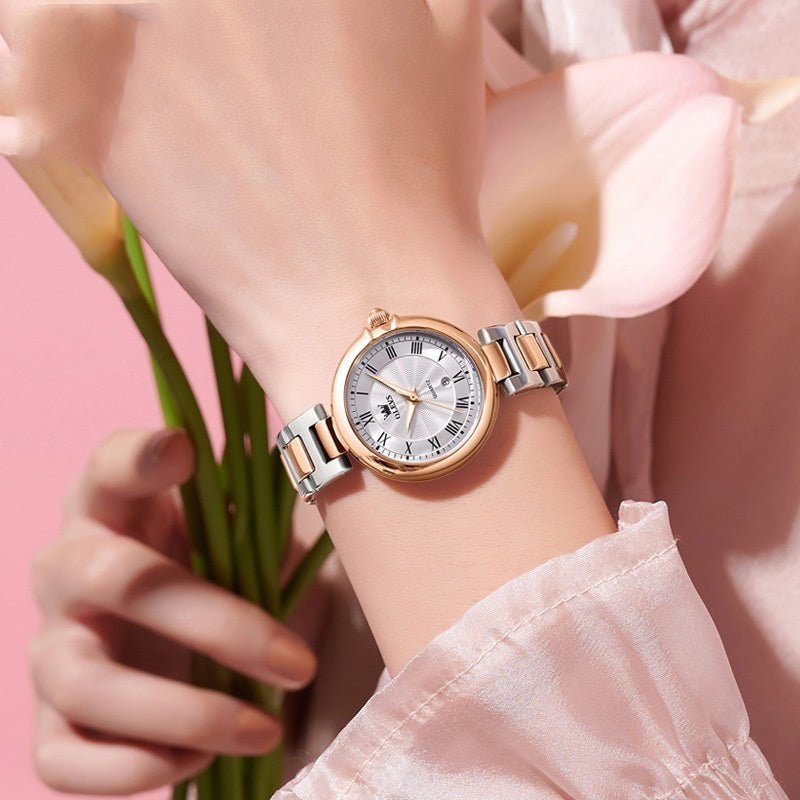 Scale Quartz Luminous Waterproof Sheet Calendar Women's Watch $79.90 Dana Fashion Color: Full Rose White Women's Accessories Product information: Color: pink, white, blue, rose White, full Rose White, purple Thickness: 9.5mm Packing specification: quantit