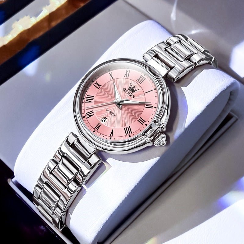 Scale Quartz Luminous Waterproof Sheet Calendar Women's Watch $79.90 Dana Fashion Color: Pink Women's Accessories Product information: Color: pink, white, blue, rose White, full Rose White, purple Thickness: 9.5mm Packing specification: quantity Style: Eu