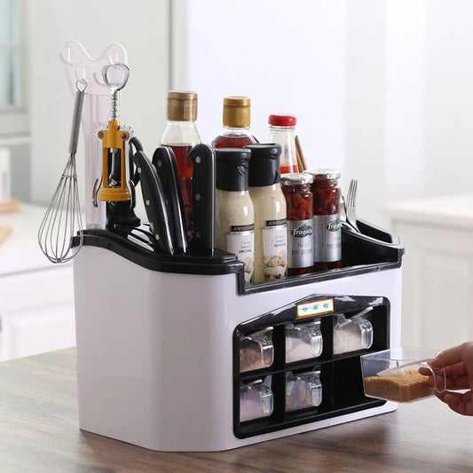 Seasoning storage box $65.30 Dana Fashion Color: Green Dana's Kitchen material: plastic Single gauge: 24.5*21.5*40.5cm Number of layers (specifications): Large ivory hundred, large apple green, large Chinese red, small ivory white, small Chinese red