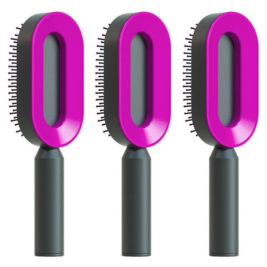 Self Cleaning Hair Brush For Women One-key Cleaning Hair Loss Airbag Massage Scalp Comb Anti-Static Hairbrush $26.16 Dana Fashion Color: Set S Beauty Tools Overview: 1. 3D Air Cushion Design: This brush has an oval base and a soft cushion base, wide comb