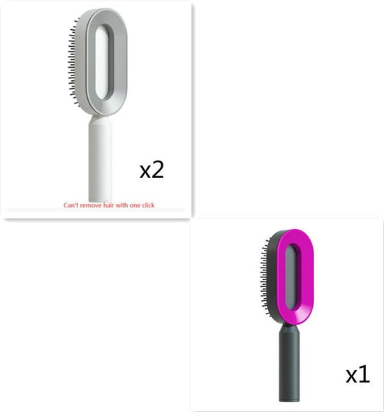 Self Cleaning Hair Brush For Women One-key Cleaning Hair Loss Airbag Massage Scalp Comb Anti-Static Hairbrush $26.16 Dana Fashion Color: Set3 Beauty Tools Overview: 1. 3D Air Cushion Design: This brush has an oval base and a soft cushion base, wide comb t