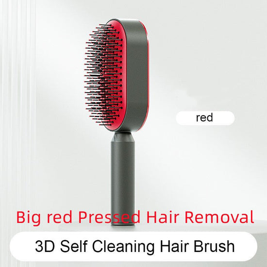 Self Cleaning Hair Brush For Women One-key Cleaning Hair Loss Airbag Massage Scalp Comb Anti-Static Hairbrush $30.83 Dana Fashion Color: Big red Pressed Hair Removal Beauty Tools Overview: 1. 3D Air Cushion Design: This brush has an oval base and a soft c