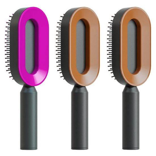 Self Cleaning Hair Brush For Women One-key Cleaning Hair Loss Airbag Massage Scalp Comb Anti-Static Hairbrush $26.16 Dana Fashion Color: Set U Beauty Tools Overview: 1. 3D Air Cushion Design: This brush has an oval base and a soft cushion base, wide comb