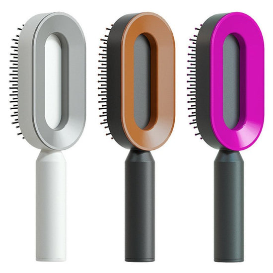 Self Cleaning Hair Brush For Women One-key Cleaning Hair Loss Airbag Massage Scalp Comb Anti-Static Hairbrush $57.81 Dana Fashion Color: Set Z Beauty Tools Overview: 1. 3D Air Cushion Design: This brush has an oval base and a soft cushion base, wide comb