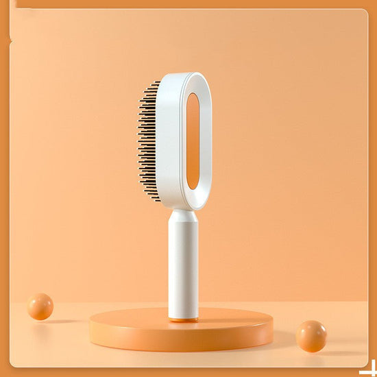 Self Cleaning Hair Brush For Women One-key Cleaning Hair Loss Airbag Massage Scalp Comb Anti-Static Hairbrush $37.49 Dana Fashion Color: Orange Beauty Tools Overview: 1. 3D Air Cushion Design: This brush has an oval base and a soft cushion base, wide comb