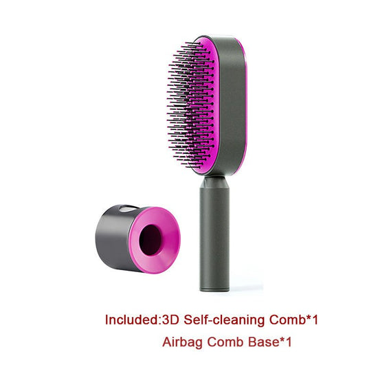 Self Cleaning Hair Brush For Women One-key Cleaning Hair Loss Airbag Massage Scalp Comb Anti-Static Hairbrush $40.53 Dana Fashion Color: Set C Beauty Tools Overview: 1. 3D Air Cushion Design: This brush has an oval base and a soft cushion base, wide comb