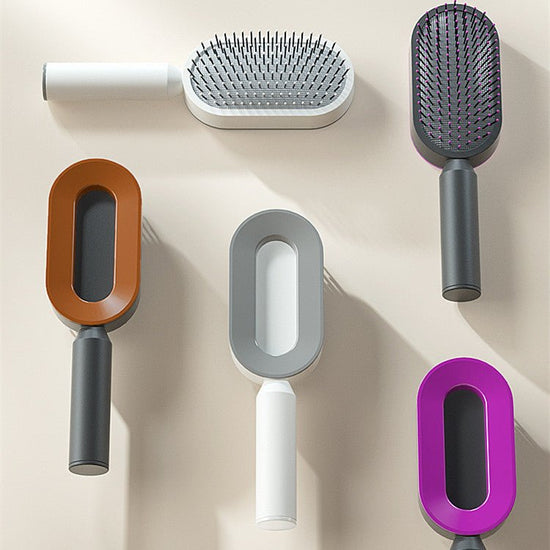 Self Cleaning Hair Brush For Women One-key Cleaning Hair Loss Airbag Massage Scalp Comb Anti-Static Hairbrush $41.17 Dana Fashion Color: 3pcs Set A Beauty Tools Overview: 1. 3D Air Cushion Design: This brush has an oval base and a soft cushion base, wide