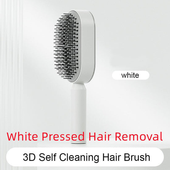 Self Cleaning Hair Brush For Women One-key Cleaning Hair Loss Airbag Massage Scalp Comb Anti-Static Hairbrush $41.36 Dana Fashion Color: White Pressed Hair Removal Beauty Tools Overview: 1. 3D Air Cushion Design: This brush has an oval base and a soft cus
