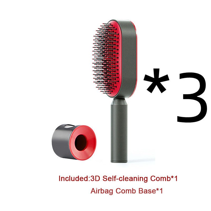 Self Cleaning Hair Brush For Women One-key Cleaning Hair Loss Airbag Massage Scalp Comb Anti-Static Hairbrush $41.17 Dana Fashion Color: 3pcs Set A Beauty Tools Overview: 1. 3D Air Cushion Design: This brush has an oval base and a soft cushion base, wide